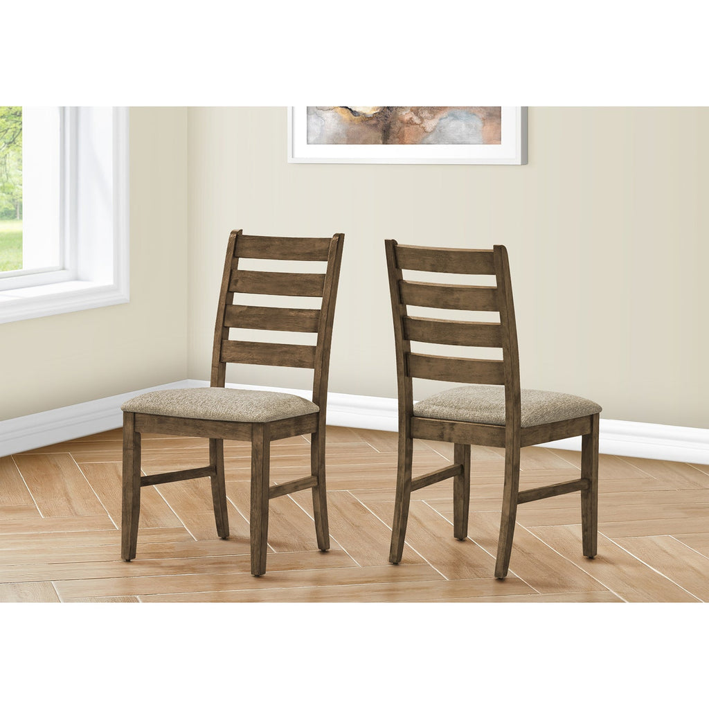 Monarch Specialties I 1342 - Dining Chair, 38" Height, Dining Room, Kitchen, Set Of 2, Side, Upholstered, Antique Brown, Brown Fabric, Transitional - - Mounts For Less