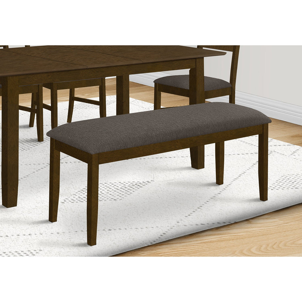 Monarch Specialties I 1397 - Bench, 44" Rectangular, Upholstered, Wood, Dining Room, Kitchen, Entryway, Brown Solid Wood, Brown Fabric, Transitional - - Mounts For Less