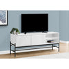 Monarch Specialties I 2738 - Tv Stand, 60 Inch, Console, Media Entertainment Center, Storage Cabinet, Living Room, Bedroom, White Laminate, Black Metal, Contemporary, Modern - - Mounts For Less