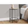 Monarch Specialties I 3758 - Accent Table, End, Round, Side Table, Small, Lamp, Living Room, Bedroom, Nightstand, Cream Stone Laminate, Black Metal, Contemporary - - Mounts For Less