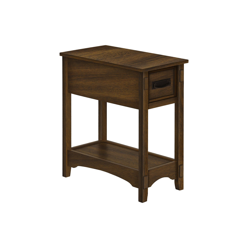 Monarch Specialties I 3955 - Accent Table, End, Side Table, Nightstand, 2 Tier, Narrow, Storage Drawer, Brown Veneer, Transitional - - Mounts For Less