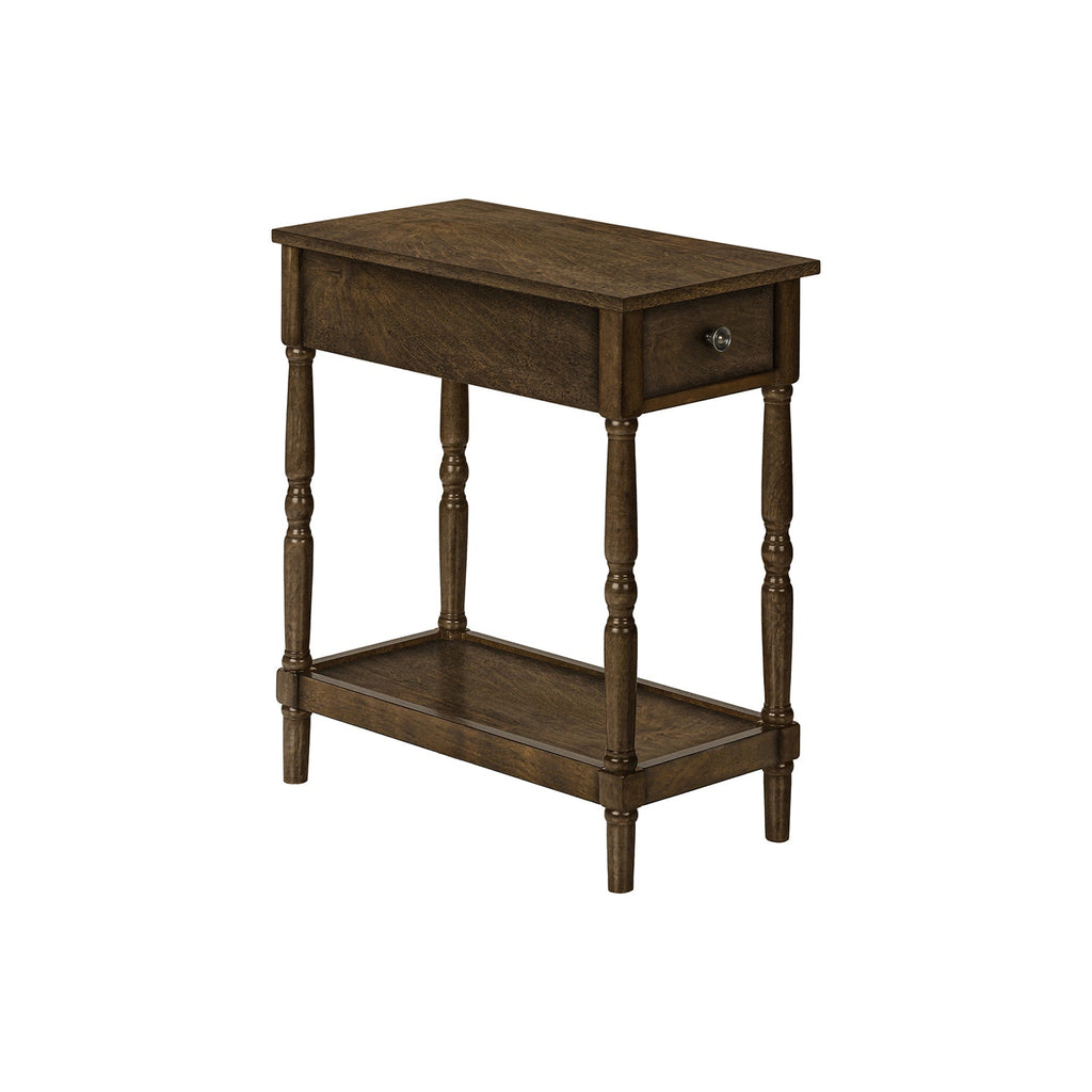 Monarch Specialties I 3957 - Accent Table, 2 Tier, End, Side Table, Nightstand, Bedroom, Narrow, Lamp, Storage Drawer, Brown Veneer, Traditional - - Mounts For Less