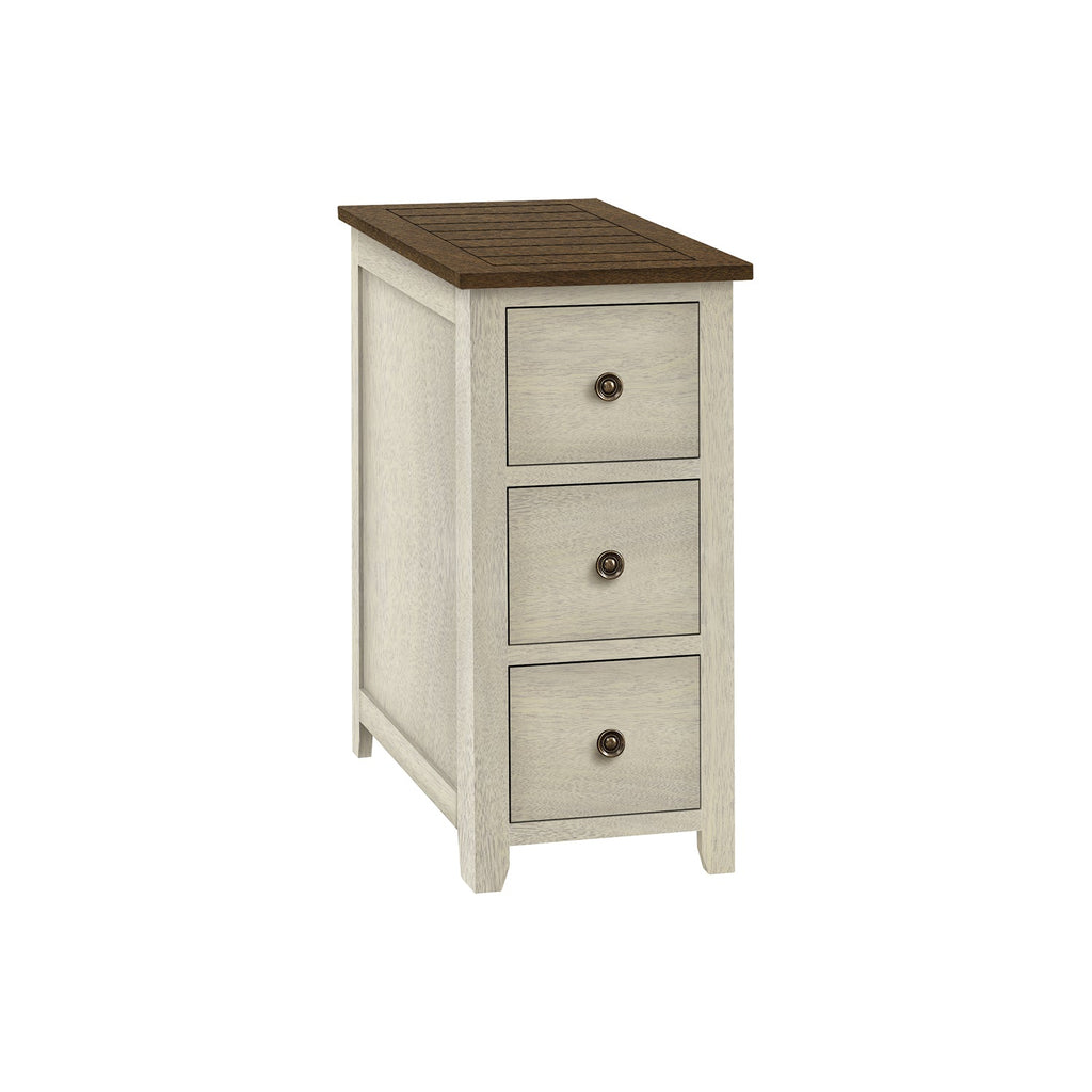 Monarch Specialties I 3960 - Accent Table, End, Side Table, Nightstand, Narrow, Bedroom, Storage Drawer, Lamp, Brown Veneer, Antique White Veneer - - Mounts For Less