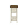 Monarch Specialties I 3962 - Side Table, End, Accent Table, 2 Tier, Narrow, Bedroom, Lamp, Storage Drawer, Antique White Veneer, Brown Veneer, Transitional - - Mounts For Less