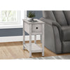 Monarch Specialties I 3963 - Accent Table, End, Side Table, 2 Tier, Narrow, Bedroom, Lamp, Storage Drawer, Grey Veneer, Transitional - - Mounts For Less