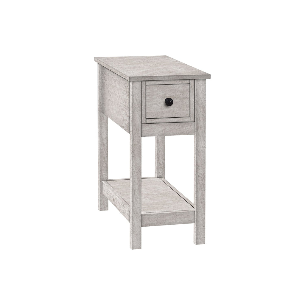 Monarch Specialties I 3963 - Accent Table, End, Side Table, 2 Tier, Narrow, Bedroom, Lamp, Storage Drawer, Grey Veneer, Transitional - - Mounts For Less
