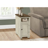 Monarch Specialties I 3965 - Accent Table, End, Side Table, Bedroom, Nightstand, Narrow, Lamp, Storage, Antique White Veneer, Brown Veneer, Traditional - - Mounts For Less