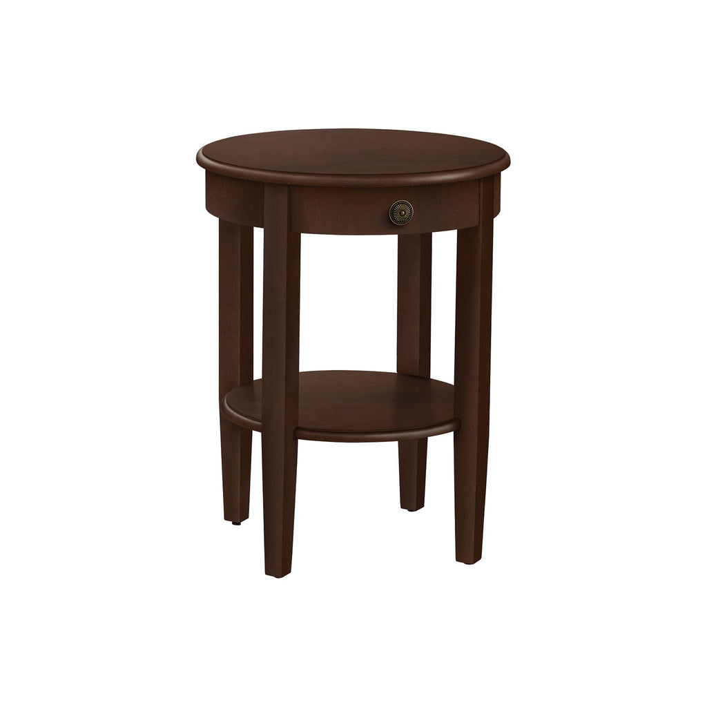 Monarch Specialties I 3975 - Accent Table, 2 Tier, Bedroom, End, Lamp, Nightstand, Round, Side Table, Brown Veneer, Traditional - - Mounts For Less