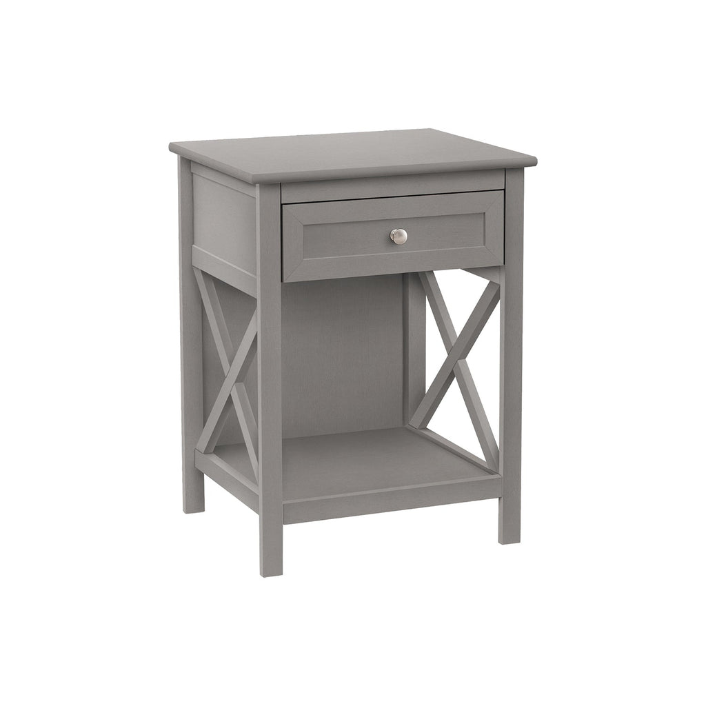 Monarch Specialties I 3985 - Accent Table, End, Side Table, 2 Tier, Bedroom, Nightstand, Lamp, Storage Drawer, Antique Grey Veneer, Transitional - - Mounts For Less