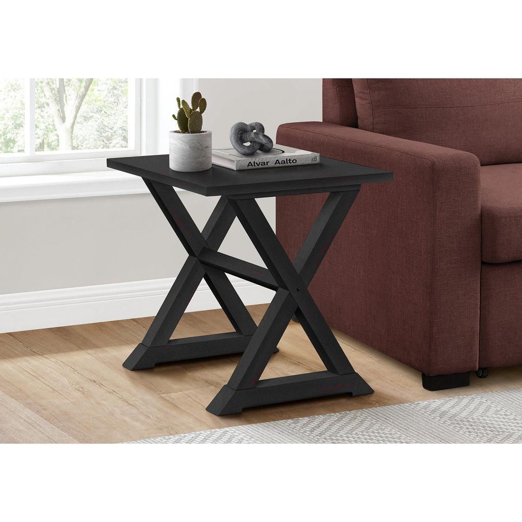 Monarch Specialties I 3987 - Accent Table, End, Side Table, Square, Nightstand, Bedroom, Lamp, Black Veneer, Transitional - - Mounts For Less