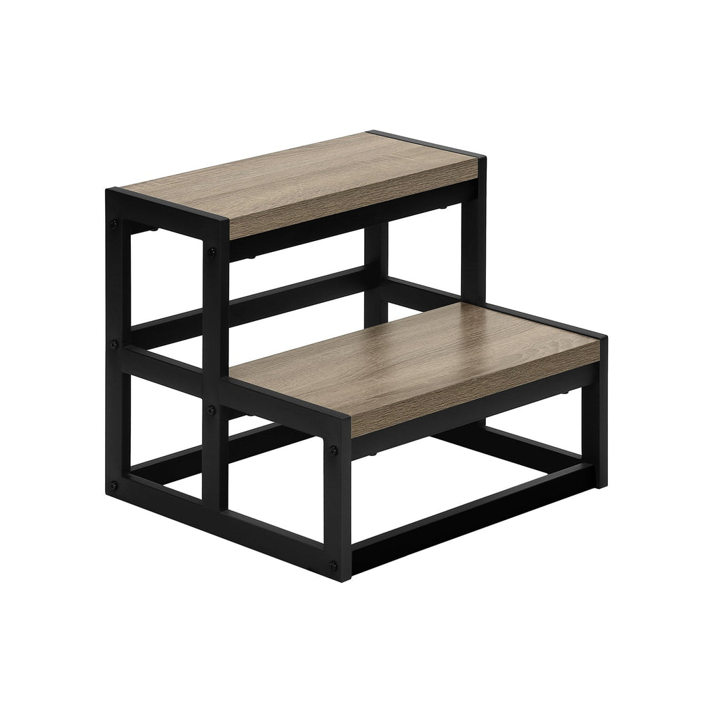 Monarch Specialties I 4000 - Ladder, Step Stool, Bedroom, Kitchen, Black Metal, Dark Taupe Laminate, Contemporary - - Mounts For Less
