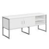 Monarch Specialties I 7727 - Office Credenza, 72"L, Home Office, Work, Storage Doors, Commercial Grade, White Laminate, Silver Metal, Contemporary, Modern - - Mounts For Less