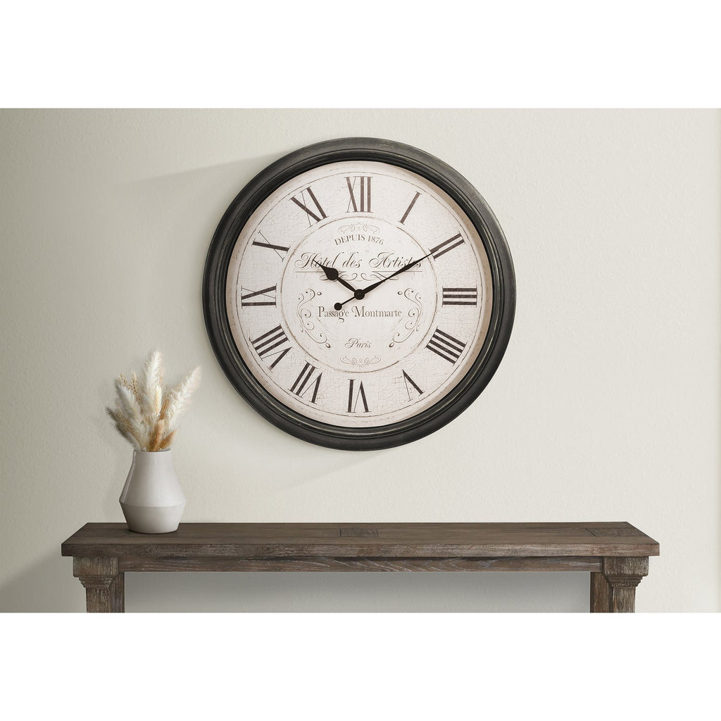 Monarch Specialties I 9026 - Clocks, 30" Round, Large Oversized, Wall Clock, Brown, Transitional - - Mounts For Less