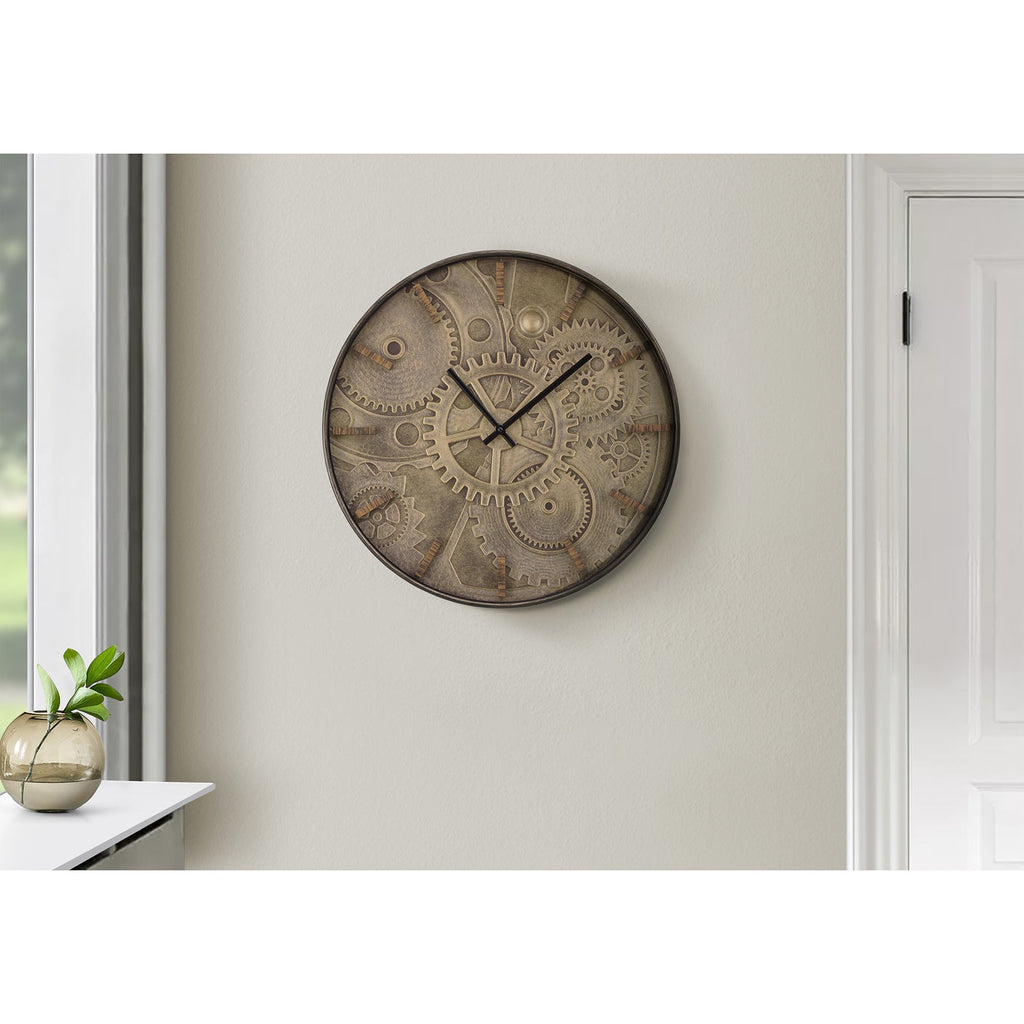 Monarch Specialties I 9041 - Clocks, 20" Round, Wall Clock, Brown, Transitional - - Mounts For Less