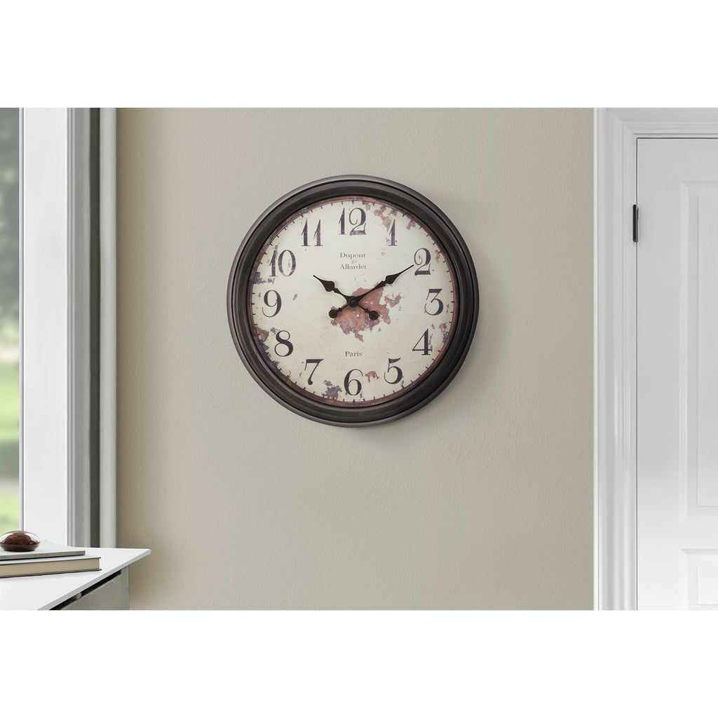 Monarch Specialties I 9042 - Clocks, 20" Round, Wall Clock, Brown, Transitional - - Mounts For Less