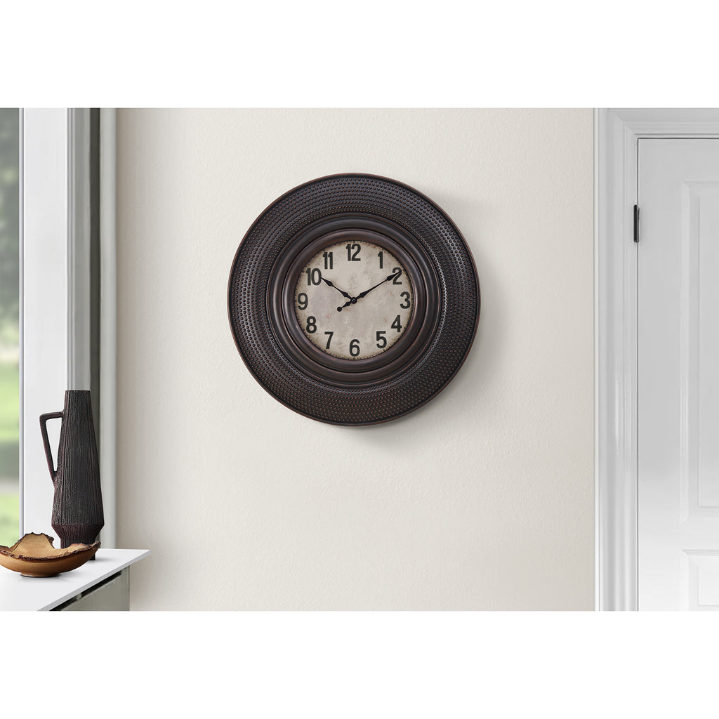 Monarch Specialties I 9045 - Clocks, 20" Round, Wall Clock, Antique Brown, Transitional - - Mounts For Less