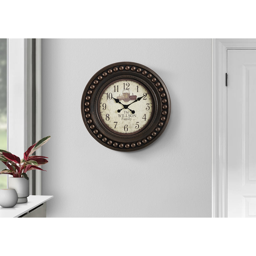 Monarch Specialties I 9046 - Clocks, 20" Round, Wall Clock, Antique Brown, Transitional - - Mounts For Less