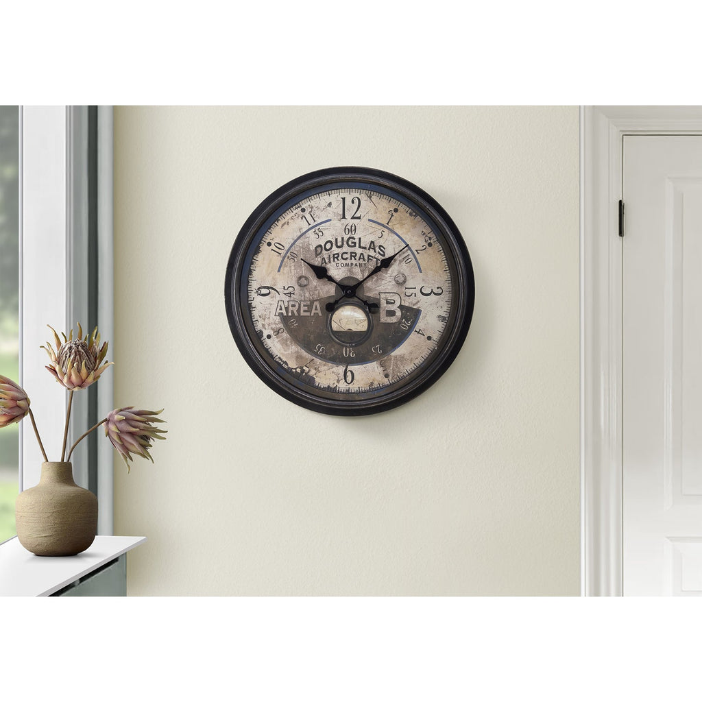 Monarch Specialties I 9055 - Clocks, 20" Round, Wall Clock, Antique Brown, Transitional - - Mounts For Less