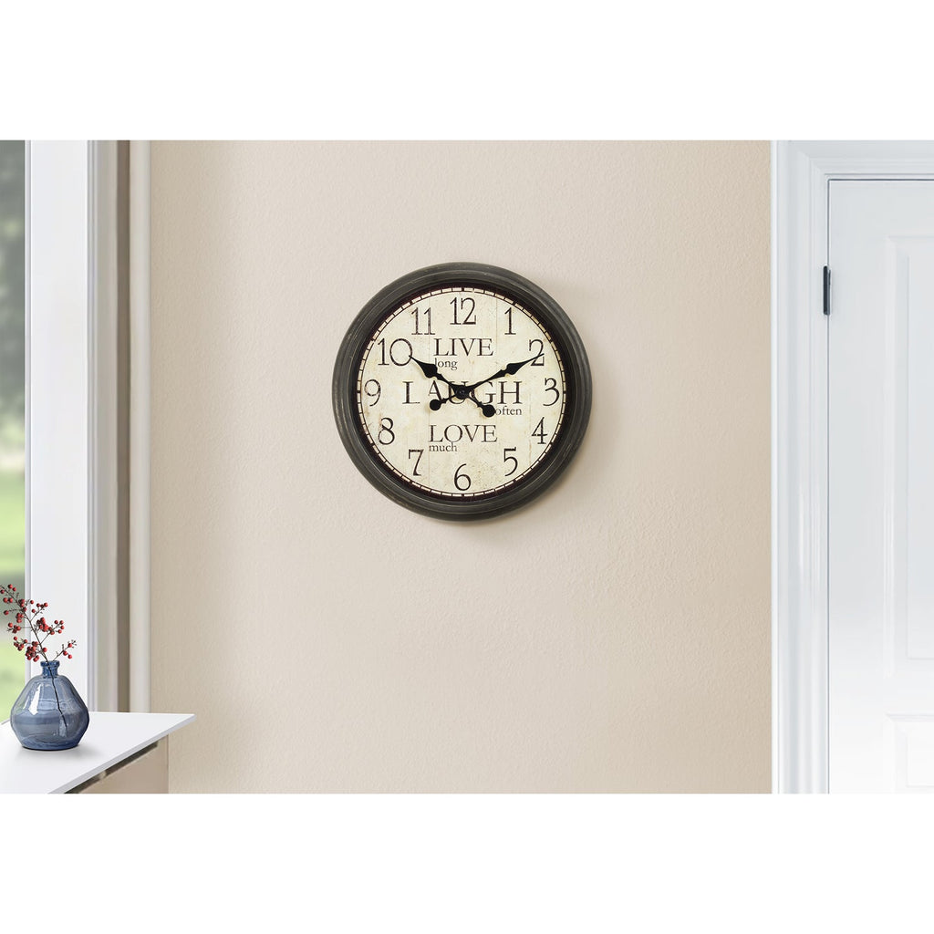 Monarch Specialties I 9085 - Clocks, 16" Round, Wall Clock, Antique Brown, Transitional - - Mounts For Less