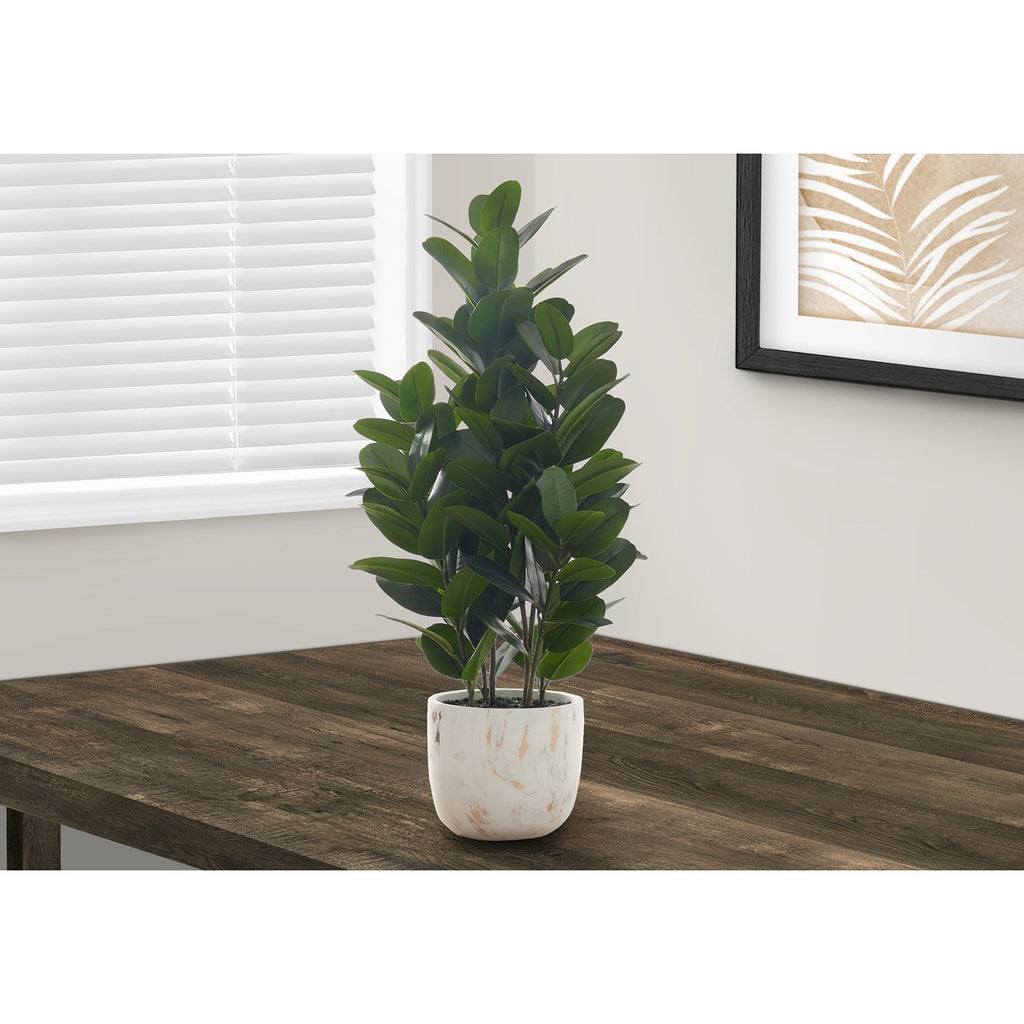 Monarch Specialties I 9507 - Artificial Plant, 31" Tall, Garcinia Tree, Indoor, Faux, Fake, Floor, Greenery, Potted, Real Touch, Decorative, Green Leaves, White Cement Pot - - Mounts For Less