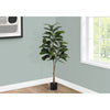 Monarch Specialties I 9514 - Artificial Plant, 52" Tall, Rubber Tree, Indoor, Faux, Fake, Floor, Greenery, Potted, Real Touch, Decorative, Green Leaves, Black Pot - - Mounts For Less