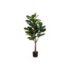 Monarch Specialties I 9515 - Artificial Plant, 47" Tall, Fiddle Tree, Indoor, Faux, Fake, Floor, Greenery, Potted, Real Touch, Decorative, Green Leaves, Black Pot - - Mounts For Less