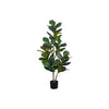 Monarch Specialties I 9517 - Artificial Plant, 49" Tall, Fiddle Tree, Indoor, Faux, Fake, Floor, Greenery, Potted, Real Touch, Decorative, Green Leaves, Black Pot - - Mounts For Less