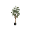 Monarch Specialties I 9518 - Artificial Plant, 46" Tall, Eucalyptus Tree, Indoor, Faux, Fake, Floor, Greenery, Potted, Decorative, Green Leaves, Black Pot - - Mounts For Less