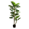 Monarch Specialties I 9522 - Artificial Plant, 61" Tall, Monstera Tree, Indoor, Potted, Floor, Real Touch, Green Leaves, Black Pot - - Mounts For Less