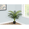 Monarch Specialties I 9539 - Artificial Plant, 34" Tall, Palm Tree, Indoor, Faux, Fake, Floor, Greenery, Potted, Real Touch, Decorative, Green Leaves, Black Pot - - Mounts For Less