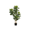 Monarch Specialties I 9540 - Artificial Plant, 41" Tall, Fiddle Tree, Indoor, Faux, Fake, Floor, Greenery, Potted, Real Touch, Decorative, Green Leaves, Black Pot - - Mounts For Less