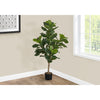 Monarch Specialties I 9541 - Artificial Plant, 47" Tall, Fiddle Tree, Indoor, Faux, Fake, Floor, Greenery, Potted, Real Touch, Decorative, Green Leaves, Black Pot - - Mounts For Less