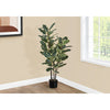 Monarch Specialties I 9544 -Artificial Plant, 47" Tall, Oak Tree, Indoor, Faux, Fake, Floor, Greenery, Potted, Real Touch, Decorative, Green Leaves, Black Pot - - Mounts For Less