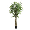Monarch Specialties I 9549 - Artificial Plant, 79" Tall, Ficus Tree, Floor, Real Touch, Potted, Green Leaves, Black Pot - - Mounts For Less