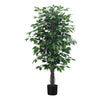 Monarch Specialties I 9564 - Artificial Plant, 58" Tall, Ficus Tree, Indoor, Faux, Fake, Floor, Greenery, Potted, Decorative, Green Leaves, Black Pot - - Mounts For Less