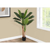 Monarch Specialties I 9568 - Artificial Plant, 55" Tall, Banana Tree, Indoor, Faux, Fake, Floor, Greenery, Potted, Real Touch, Decorative, Green Leaves, Black Pot - - Mounts For Less