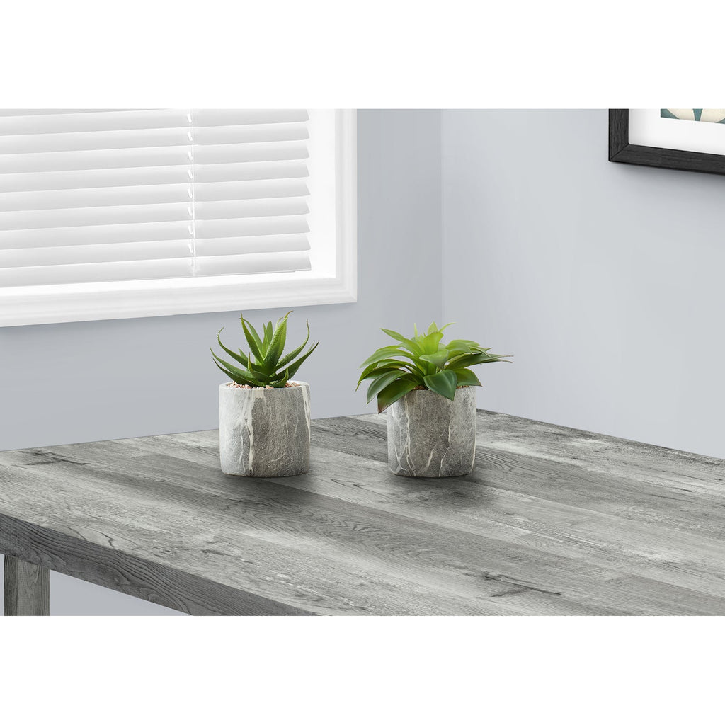 Monarch Specialties I 9586 - Artificial Plant, 6" Tall, Succulent, Indoor, Faux, Fake, Table, Greenery, Potted, Set Of 2, Decorative, Green Leaves, Grey Cement Pots - - Mounts For Less