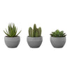 Monarch Specialties I 9587 - Artificial Plant, 6" Tall, Succulent, Indoor, Faux, Fake, Table, Greenery, Potted, Set Of 3, Decorative, Green Plants, Grey Cement Pots - - Mounts For Less