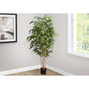 Monarch Specialties I 9592 - Artificial Plant, 83" Tall, Bamboo Tree, Floor, Indoor, Potted, Real Touch, Green Leaves, Black Pot - - Mounts For Less