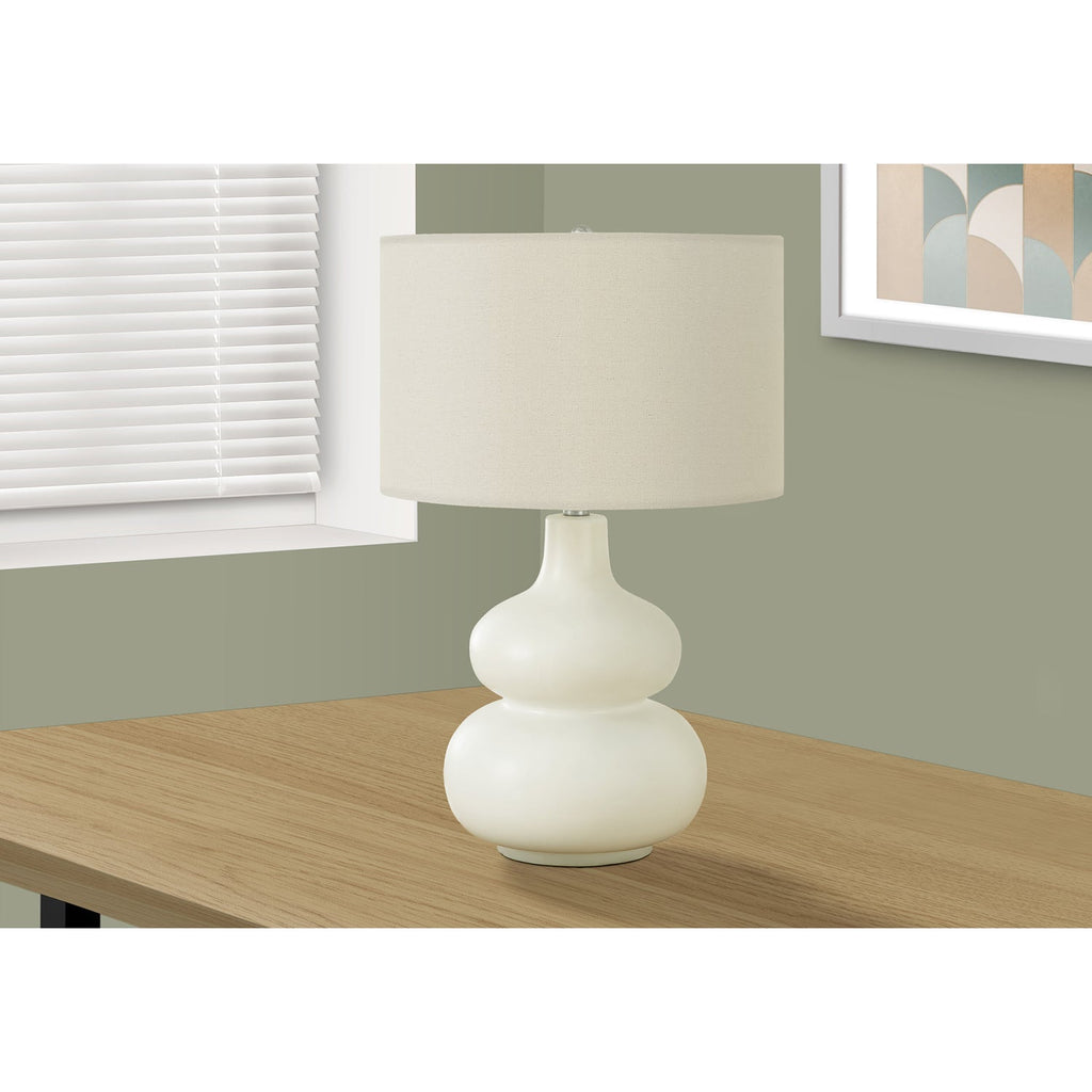 Monarch Specialties I 9608 - Lighting, 25"H, Table Lamp, Ivory / Cream Shade, Cream Ceramic, Contemporary - - Mounts For Less