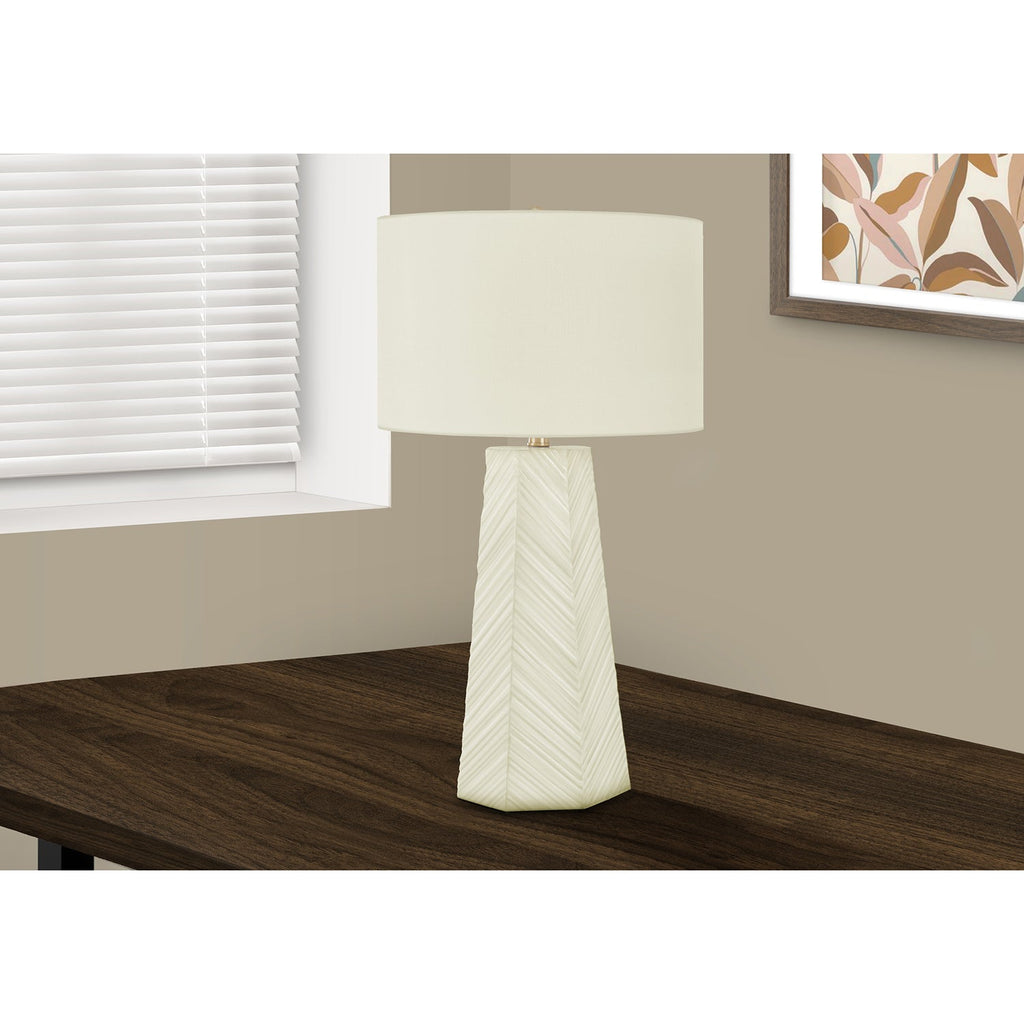 Monarch Specialties I 9614 - Lighting, 29"H, Table Lamp, White Ceramic, Ivory / Cream Shade, Contemporary - - Mounts For Less