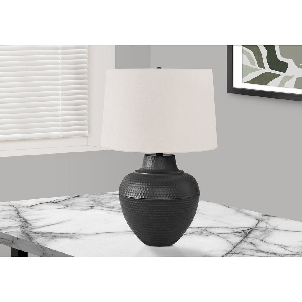 Monarch Specialties I 9615 - Lighting, 26"H, Table Lamp, Black Metal, Ivory / Cream Shade, Transitional - - Mounts For Less