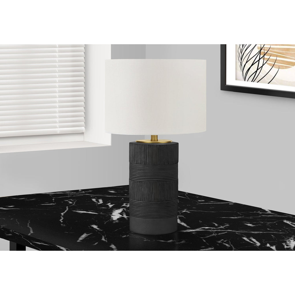 Monarch Specialties I 9619 - Lighting, 24"H, Table Lamp, Black Resin, Ivory / Cream Shade, Contemporary - - Mounts For Less