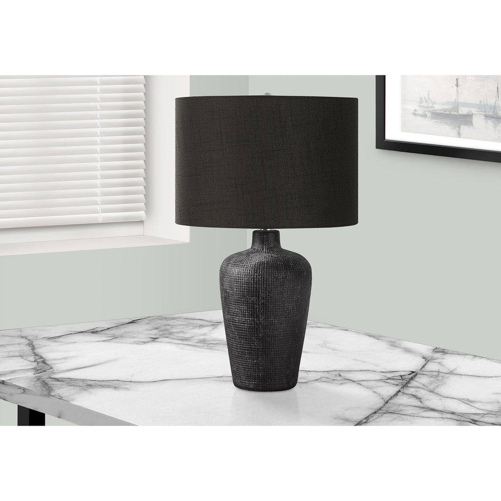 Monarch Specialties I 9621 - Lighting, Table Lamp, 24"H, Black Ceramic, Black Shade, Contemporary - - Mounts For Less