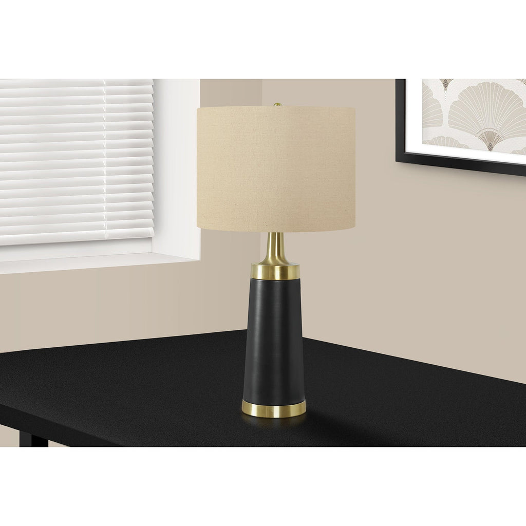 Monarch Specialties I 9623 - Lighting, 28"H, Table Lamp, Black Metal, Beige Shade, Contemporary - - Mounts For Less