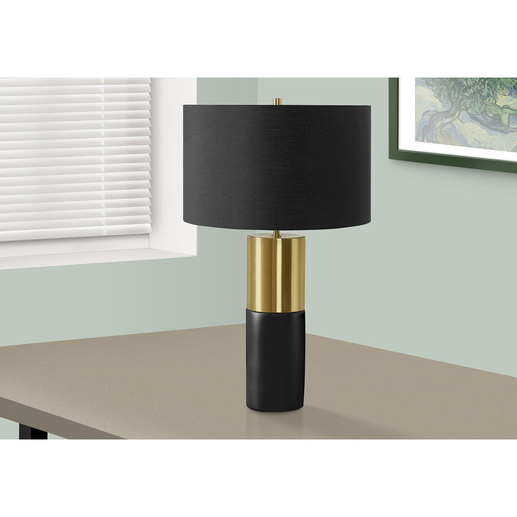 Monarch Specialties I 9629 - Lighting, 25"H, Table Lamp, Black Concrete, Black Shade, Contemporary - - Mounts For Less