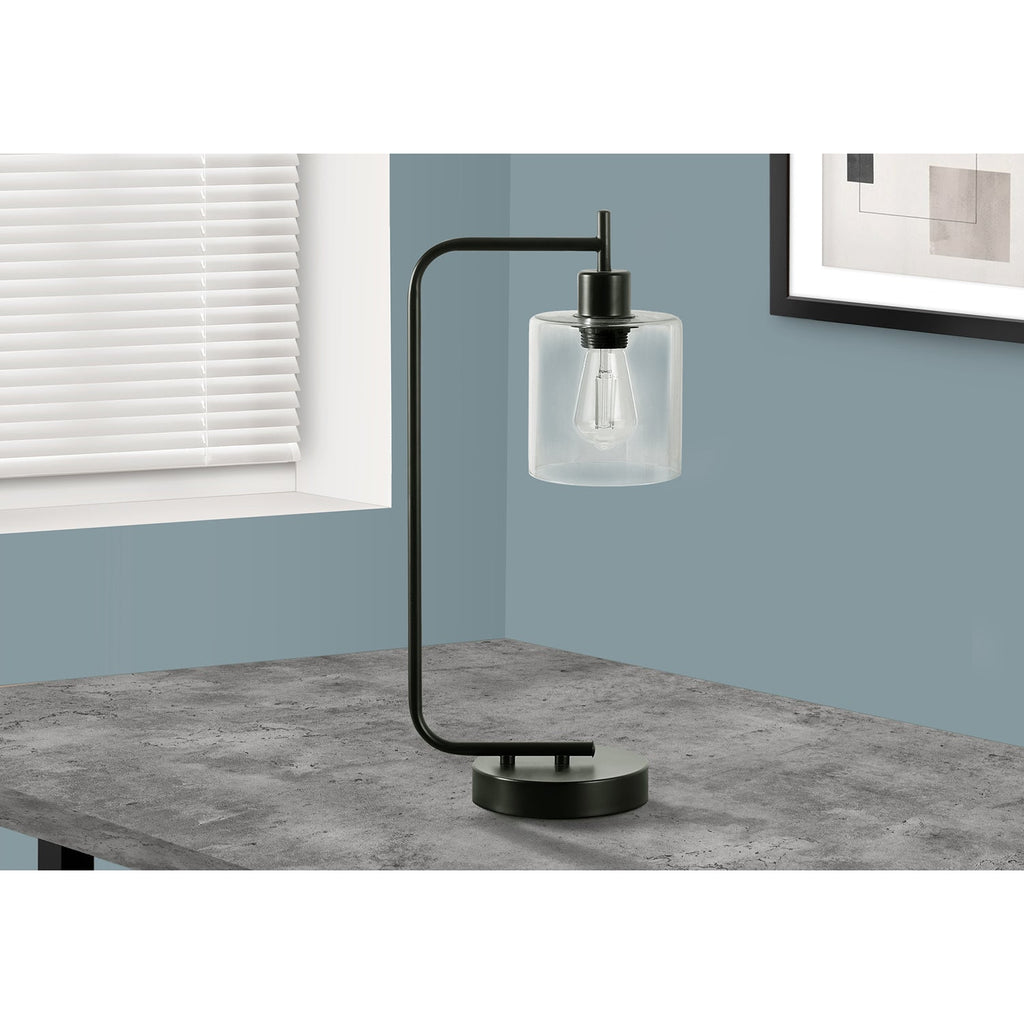 Monarch Specialties I 9637 - Lighting, 20"H, Table Lamp, Usb Port Included, Black Metal, Glass Shade, Modern - - Mounts For Less