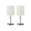 Monarch Specialties I 9649 - Lighting, Set Of 2, 17"H, Table Lamp, Usb Port Included, Nickel Metal, Ivory / Cream Shade, Contemporary - - Mounts For Less
