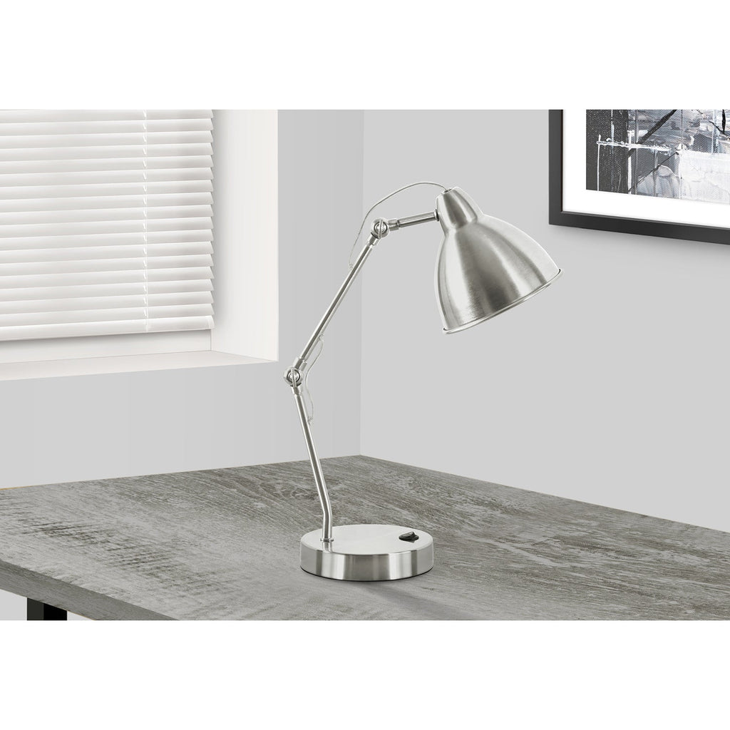 Monarch Specialties I 9659 - Lighting, 17"H, Table Lamp, Usb Port Included, Nickel Metal, Nickel Shade, Modern - - Mounts For Less