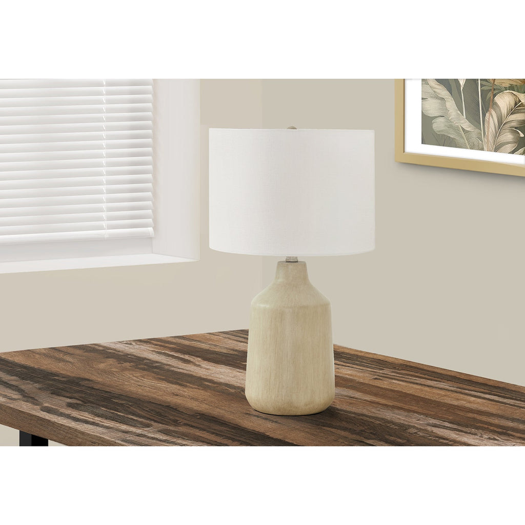 Monarch Specialties I 9702 - Lighting, 24"H, Table Lamp, Beige Concrete, Ivory / Cream Shade, Contemporary - - Mounts For Less